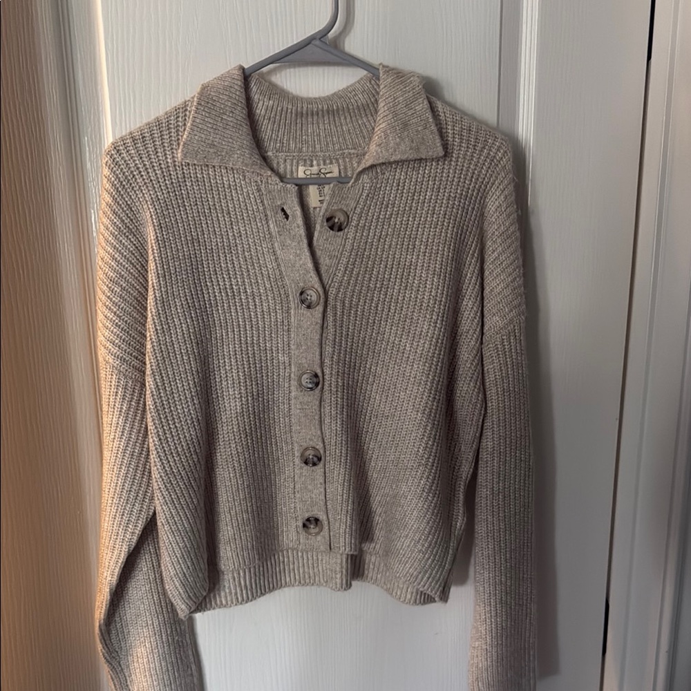 Cozy Beige Button-Up Sweater